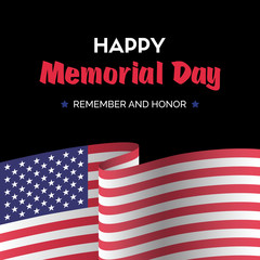 Happy memorial day. Vector dark greeting card