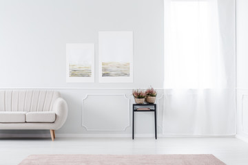 Posters in living room interior