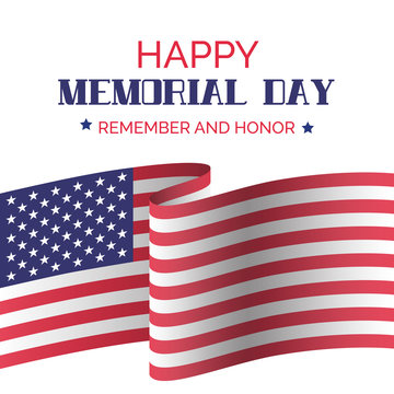 Memorial day. Vector greeting card with USA flag