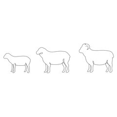 One line sheep design silhouette. Logo design. Hand drawn minimalism style vector illustration.