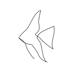 One line fish design silhouette. Logo design. Hand drawn minimalism style vector illustration.