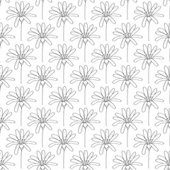 Seamless flower monochrome pattern