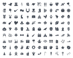 Holidays silhouette icon vector pack