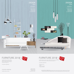 2 Vertical Banner Furniture Sale Design Template Vector Illustration