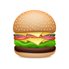 Vector Realistic Hamburger Classic Burger