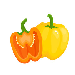 Bright vector illustration of juice sweet pepper isolated on white.