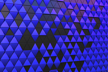 Dark blue black abstract 3D minimalistic geometrical background of triangles