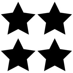 Four five-pointed black stars on a white background