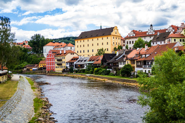Fototapeta premium View of city Cesky Krumlov and river Vltava, Czech republic
