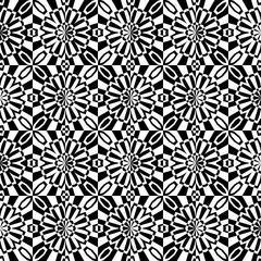 Seamless decoratrive pattern with a flowers in a black  -white colors