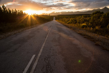 Road in to the sunset.