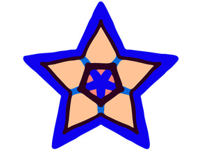 Decorative five-pointed star in a bright colors