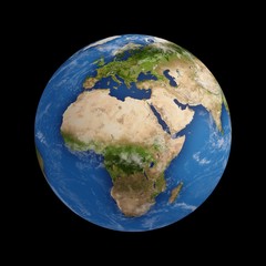 3D Rendering Planet Earth isolated on black
