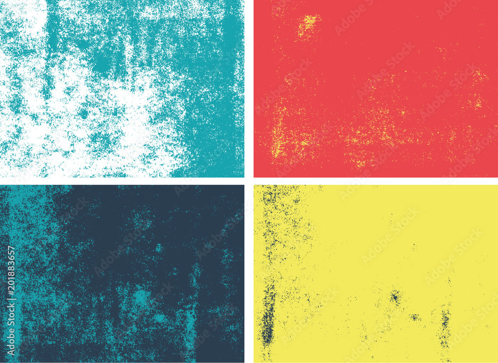 Wall mural rolled ink grunge texture. set of 4 high quality vectors