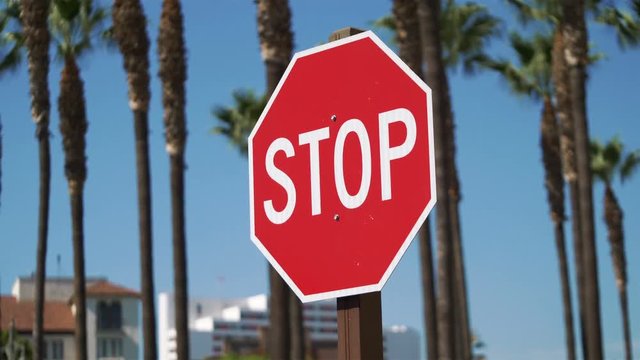  Professional video of stop sign in California in 4K slow motion 60fps