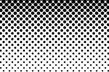 Black and white hexagon halftone pattern. Geometrical background. Vector illustration.