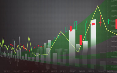 Business candle stick graph chart of stock market investment trading on dark background design. Bullish point, Trend of graph. Vector illustration