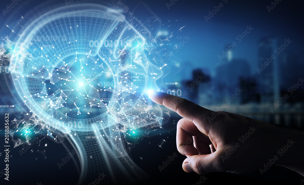Fototapete businessman using digital artificial intelligence interface 3d rendering