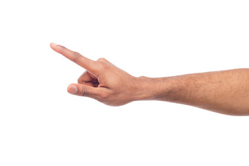Hand gestures - man pointing away, isolated