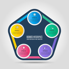 infographic design business concept with 5 options, parts or processes.