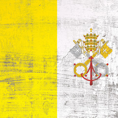 scratched Vatican flag