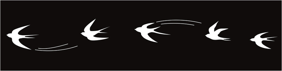 Set of flying white birds vector illustrations