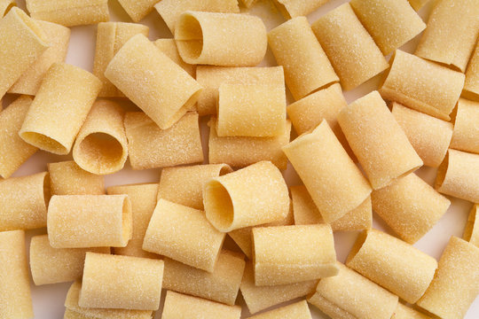 Raw paccheri texture closeup