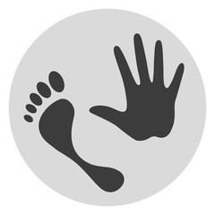 Fototapeta premium Hand foot circle web icon on isolation background. Hand drawn doodle