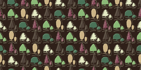 seamless tree pattern on brown