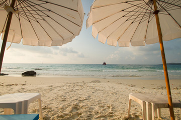Relax scene of sand beach on island at Koh Samui Thailand