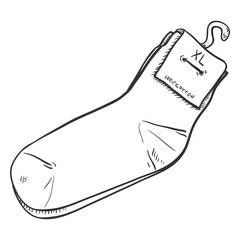 Vector Sketch Illustration - New Casual Socks with Label