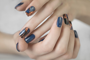 Beautiful Nail Art Manicure. Nail designs with decoration.Manicure nail paint.