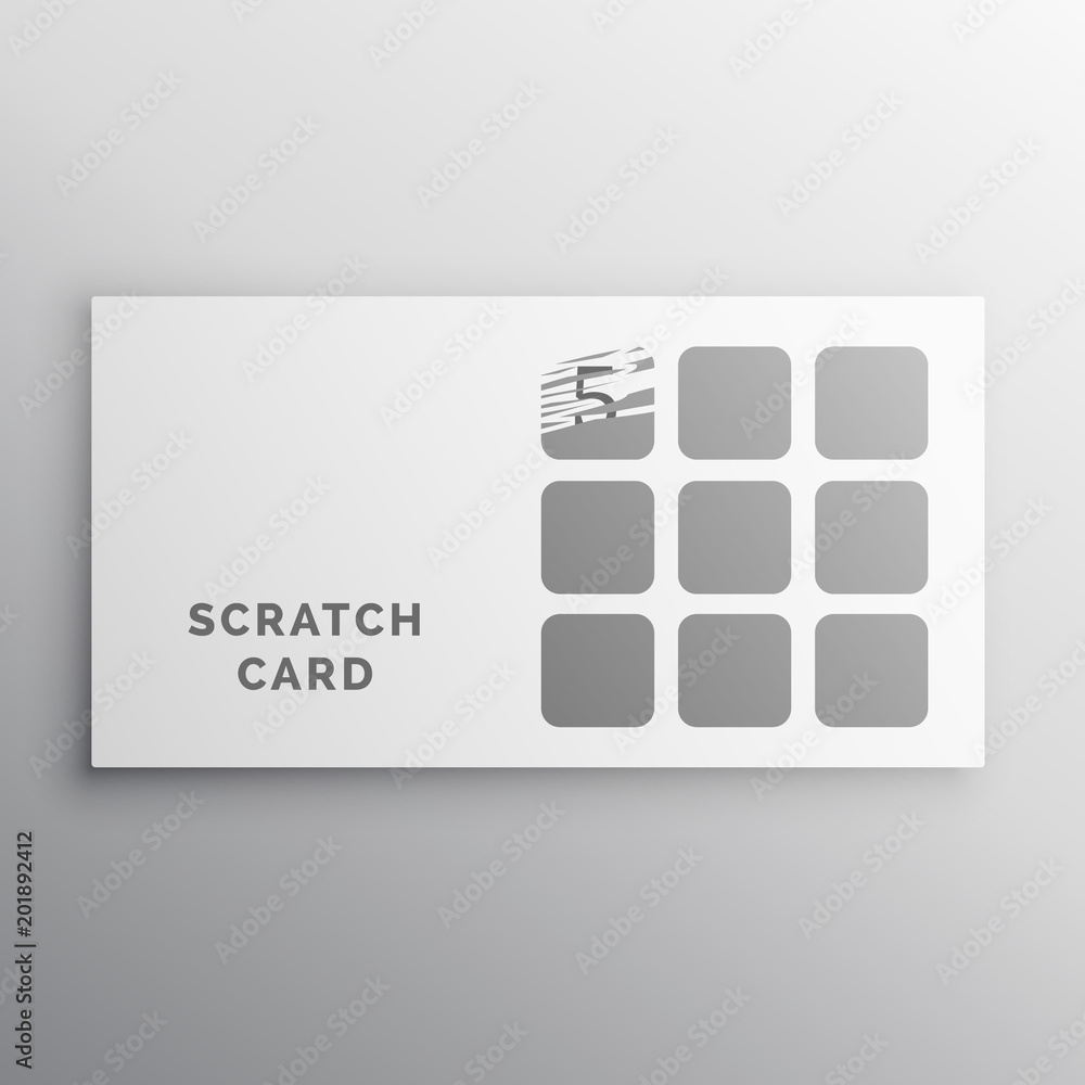 Wall mural scratch card vector mockup template