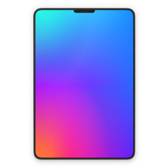 Black tablet with blank white screen. High detailed realistic tablet mockup. Mobile front view display template.