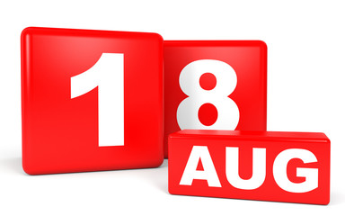 August 18. Calendar on white background.