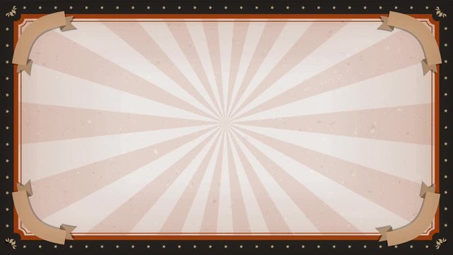 Circus carnival Frame Background Rotation/ Animation of an elegant vintage and retro circus background rotating, with frame ornament, sunbeams an stripes