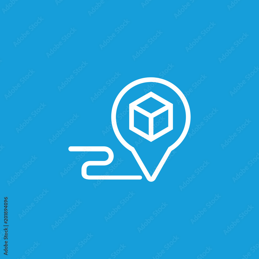 Poster map pointer cube icon