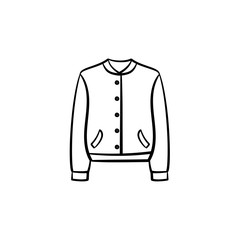 Naklejka premium Fashion jacket hand drawn outline doodle icon. Outerwear apparel vector sketch illustration for print, web, mobile and infographic isolated on white background.
