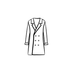 Coat hand drawn outline doodle icon. Autumn female outerwear - coat vector sketch illustration for print, web, mobile and infographics isolated on white background.