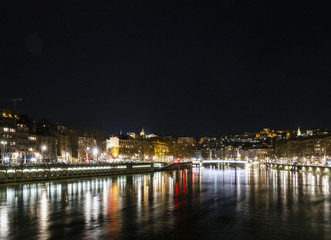 Fototapeta na wymiar central old town lyon city riverside at night in france