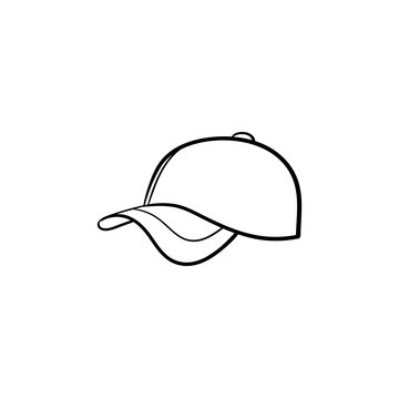 Baseball hat hand drawn outline doodle icon. Cap vector sketch illustration for print, web, mobile and infographics isolated on white background.