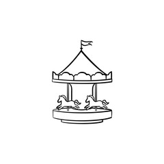 Vector hand drawn Merry-go-round outline doodle icon. Carousel on the playground sketch illustration for print, web, mobile and infographics isolated on white background.