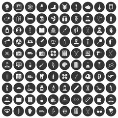 100 ambulance icons set in simple style white on black circle color isolated on white background vector illustration
