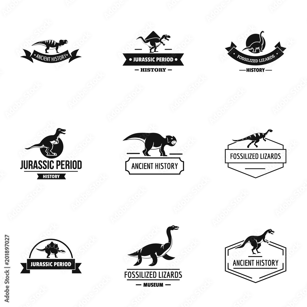 Poster dinosaur logo set. simple set of 9 dinosaur vector logo for web isolated on white background