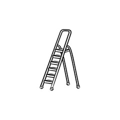 Stepladder hand drawn outline doodle icon. Vector sketch illustration of construction step ladder for print, web, mobile and infographics isolated on white background.
