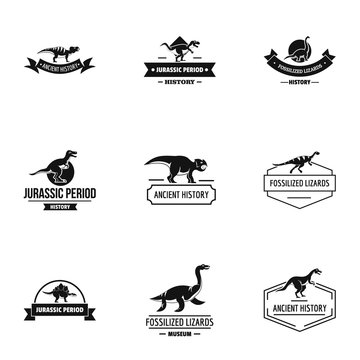 Dinosaur logo set. Simple set of 9 dinosaur vector logo for web isolated on white background