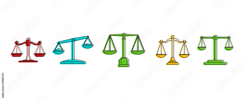 Poster balance icon set. color outline set of balance vector icons for web design isolated on white backgro
