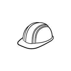 Engineer helmet hand drawn outline doodle icon. Hard hat vector sketch illustration for print, web, mobile and infographics isolated on white background. Manufacturing and consrtuction concept.