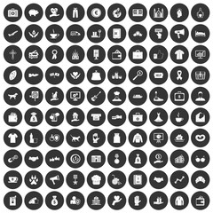 100 charity icons set in simple style white on black circle color isolated on white background vector illustration