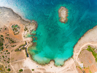 Emerald water at seaside in Italy, aerial view